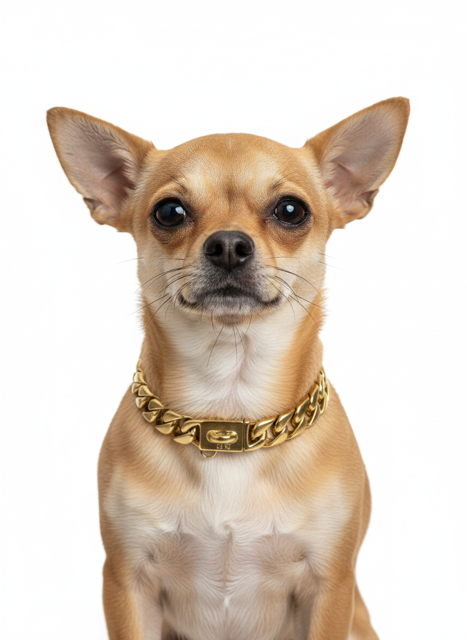 Pro K9 Luxe Gold SMALL DOG Cuban Link Collar 15mm wide
