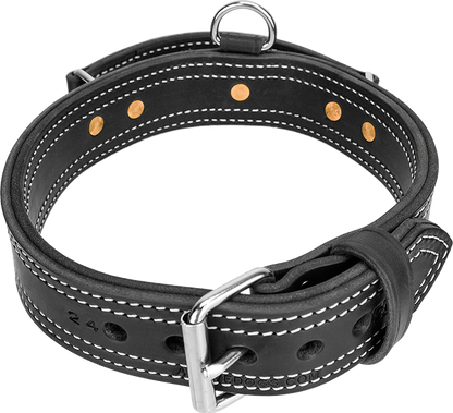 Leather Collar with Flat Handle 2" Made in USA Mil Spec