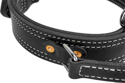 Leather Collar with Flat Handle 2" Made in USA Mil Spec