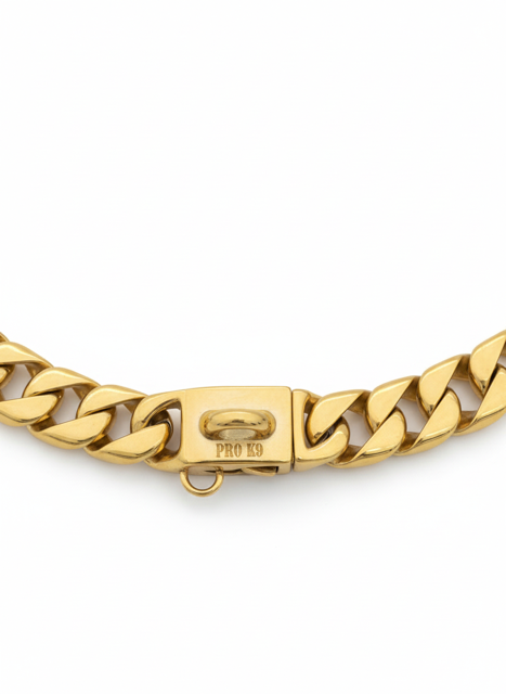 Pro K9 Luxe Gold SMALL DOG Cuban Link Collar 15mm wide