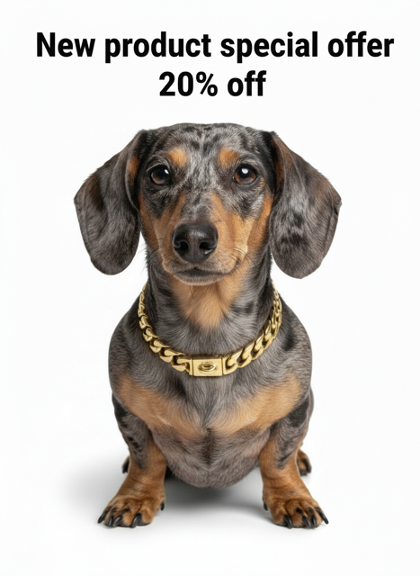 Pro K9 Luxe Gold SMALL DOG Cuban Link Collar 15mm wide